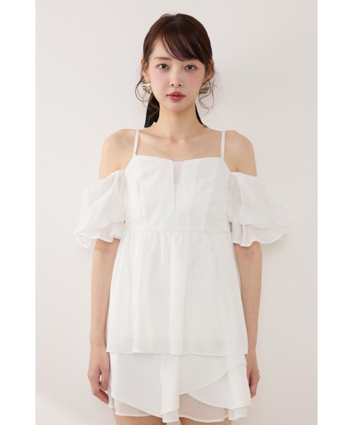 rienda（リエンダ）の「【AKB48 伊藤百花さん着用】2WAYビジューオフショルブラウス　春服 夏服（シャツ/ブラウス・レディース・ブラック/ベージュ/ホワイト・FREE）」の9枚目の写真