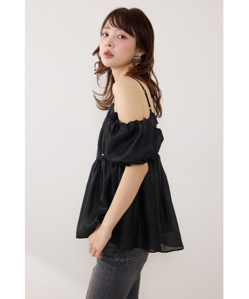 rienda（リエンダ）の「【AKB48 伊藤百花さん着用】2WAYビジューオフショルブラウス　春服 夏服（シャツ/ブラウス・レディース・ブラック/ベージュ/ホワイト・FREE）」の15枚目の写真