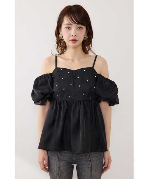 rienda（リエンダ）の「【AKB48 伊藤百花さん着用】2WAYビジューオフショルブラウス　春服 夏服（シャツ/ブラウス・レディース・ブラック/ベージュ/ホワイト・FREE）」の17枚目の写真