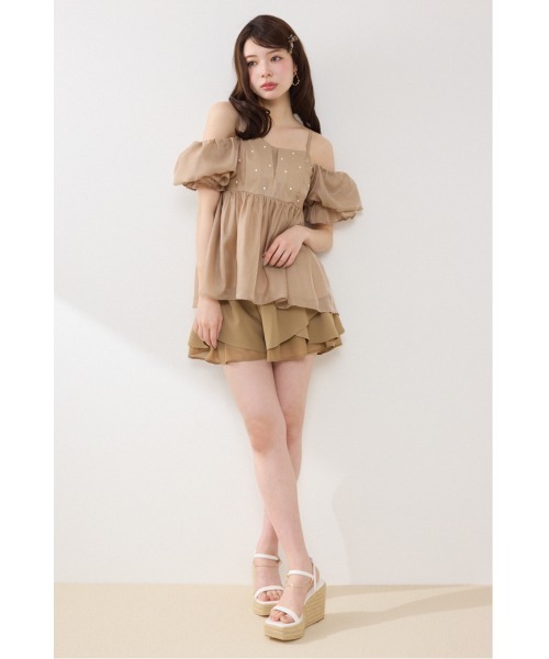 rienda（リエンダ）の「【AKB48 伊藤百花さん着用】2WAYビジューオフショルブラウス　春服 夏服（シャツ/ブラウス・レディース・ブラック/ベージュ/ホワイト・FREE）」の19枚目の写真