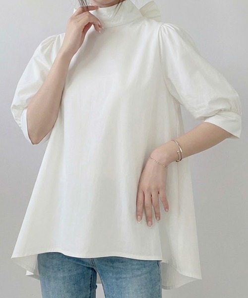 mielu(ミエル)の「バックリボンフレアブラウス(シャツ/ブラウス・レディース・ピンク/ベージュ/ホワイト・FREE)」の2枚目の写真