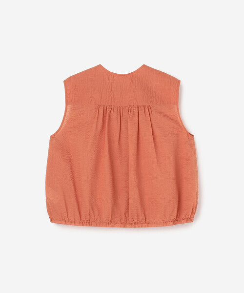 LE GLAZIK(ルグラジック)の「LE GLAZIK | シアーサッカー ノースリーブシャツ WOMEN(シャツ/ブラウス・レディース・オレンジ/ブラック/オフホワイト・36)」の5枚目の写真