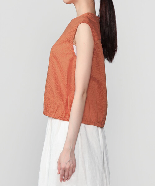 LE GLAZIK(ルグラジック)の「LE GLAZIK | シアーサッカー ノースリーブシャツ WOMEN(シャツ/ブラウス・レディース・オレンジ/ブラック/オフホワイト・36)」の11枚目の写真