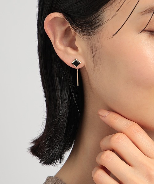 K10YG オニキス ピアス（ピアス（両耳用））｜festaria bijou SOPHIA
