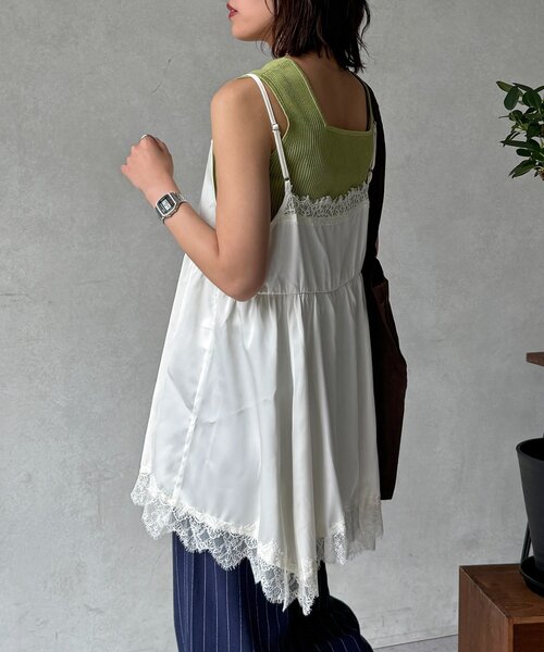 CPCM（シーピーシーエム）の「サテンレースイレヘムキャミチュニック（シャツ/ブラウス・レディース・ブラック系その他/ブラック/ホワイト/ホワイト系その他・FREE）」の17枚目の写真