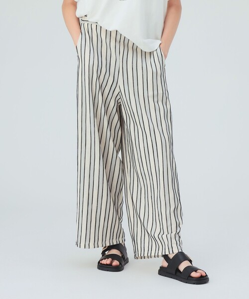 BEAMS HEART(ビームスハート)の「ストライプ カット パンツ(セットアップ対応)(スラックス・レディース・ホワイト系その他5/オフホワイト・FREE)」の3枚目の写真