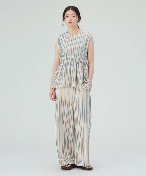 BEAMS HEART(ビームスハート)の「ストライプ カット パンツ(セットアップ対応)(スラックス・レディース・ホワイト系その他5/オフホワイト・FREE)」の7枚目の写真