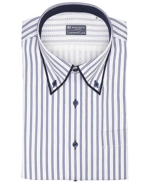 TOKYO SHIRTS(トウキョウシャツ)の「【Layered Cool】【吸水速乾】 形態安定ノンアイロン ボタンダウン 半袖ビジネスワイシャツ (大きいサイズ)(ビジネスシャツ・メンズ・ブルー・首回り45cm/首回り47cm)」の1枚目の写真