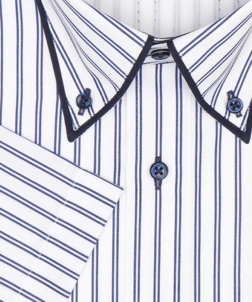 TOKYO SHIRTS(トウキョウシャツ)の「【Layered Cool】【吸水速乾】 形態安定ノンアイロン ボタンダウン 半袖ビジネスワイシャツ (大きいサイズ)(ビジネスシャツ・メンズ・ブルー・首回り45cm/首回り47cm)」の3枚目の写真