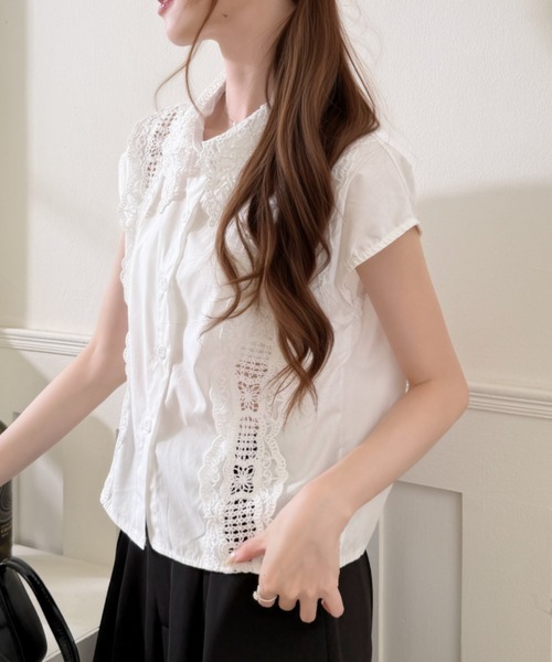 Ada.(エイダ)の「フラワー レース カラー ノースリーブ サマー ブラウス(シャツ/ブラウス・レディース・ブラック/ブルー/ホワイト・FREE)」の18枚目の写真