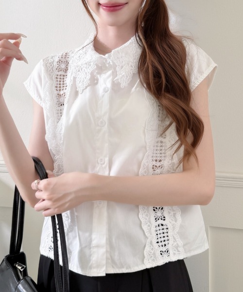 Ada.(エイダ)の「フラワー レース カラー ノースリーブ サマー ブラウス(シャツ/ブラウス・レディース・ブラック/ブルー/ホワイト・FREE)」の21枚目の写真