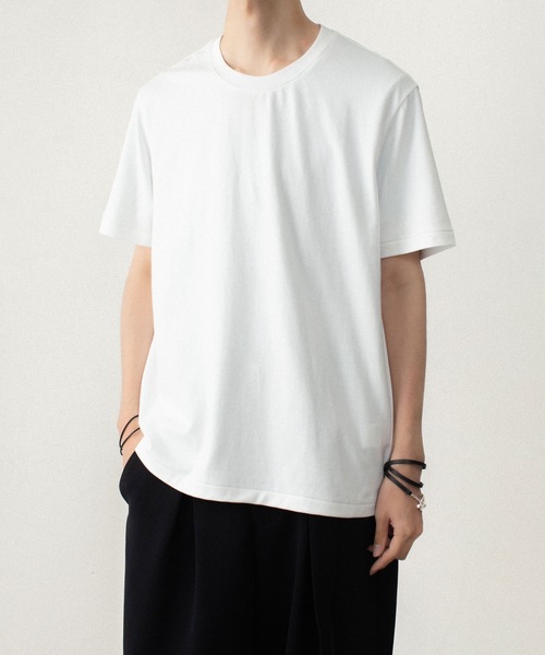 ATTACHMENT(アタッチメント)の「コットンダブルフェイス スリムフィット S/S TEE / COTTON DOUBLE FACE SLIM FIT S/S TEE(Tシャツ/カットソー・メンズ・グレイッシュベージュ/ブラック/ネイビー/ダークグレー/ホワイト・1/4/3/2)」の1枚目の写真