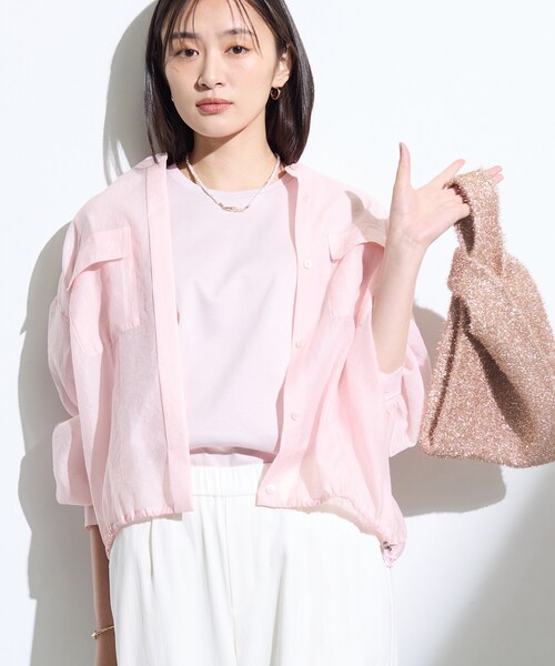 INDIVI（インディヴィ）の「【トレンド／2WAY】裾ドロスト付きシアーブラウスブルゾン（シャツ/ブラウス・レディース・スモーキーグリーン系/ホワイト/ネイビー・38/13/15 /05/19/34）」の18枚目の写真