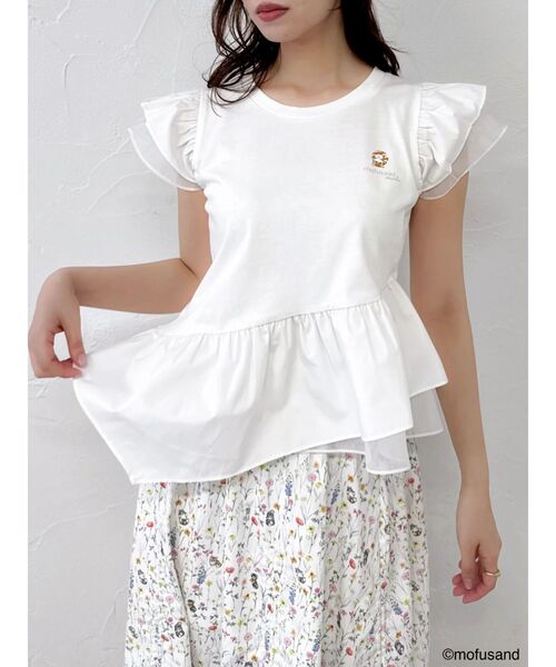 dazzlin(ダズリン)の「【mofusandコラボ】アシメシアーフリルロゴTシャツ(Tシャツ/カットソー・レディース・ブラック/ベージュ/オフホワイト・FREE)」の11枚目の写真