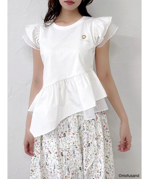 dazzlin(ダズリン)の「【mofusandコラボ】アシメシアーフリルロゴTシャツ(Tシャツ/カットソー・レディース・ブラック/ベージュ/オフホワイト・FREE)」の13枚目の写真
