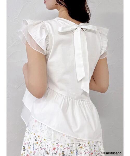dazzlin(ダズリン)の「【mofusandコラボ】アシメシアーフリルロゴTシャツ(Tシャツ/カットソー・レディース・ブラック/ベージュ/オフホワイト・FREE)」の15枚目の写真