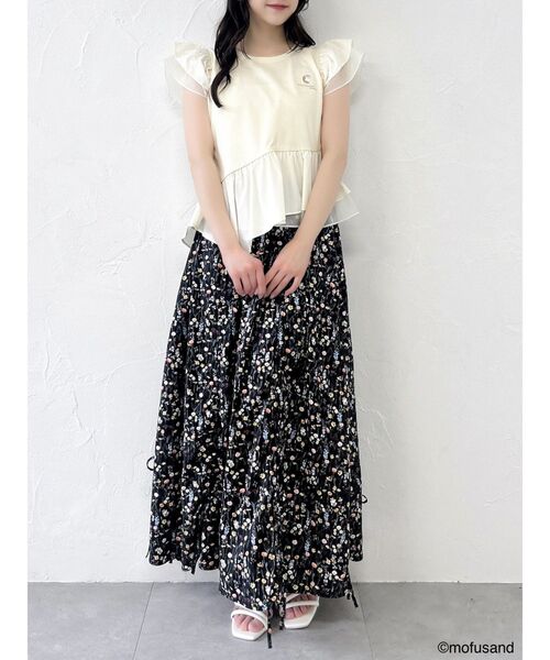 dazzlin（ダズリン）の「【mofusandコラボ】アシメシアーフリルロゴTシャツ（Tシャツ/カットソー・レディース・ブラック/ベージュ/オフホワイト・FREE）」の19枚目の写真
