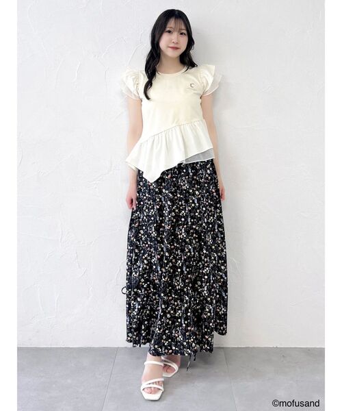 dazzlin（ダズリン）の「【mofusandコラボ】アシメシアーフリルロゴTシャツ（Tシャツ/カットソー・レディース・ブラック/ベージュ/オフホワイト・FREE）」の18枚目の写真