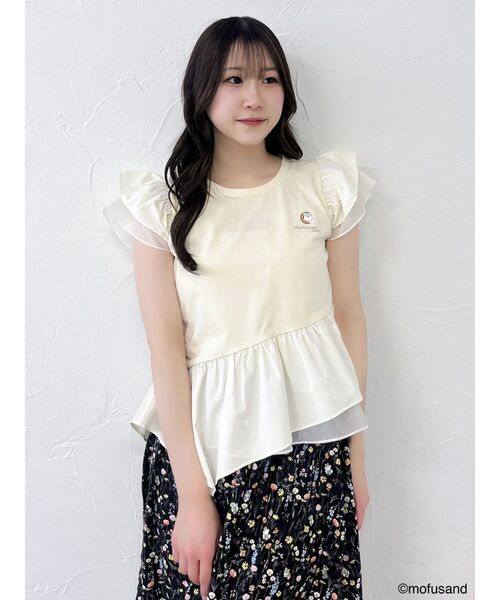 dazzlin（ダズリン）の「【mofusandコラボ】アシメシアーフリルロゴTシャツ（Tシャツ/カットソー・レディース・ブラック/ベージュ/オフホワイト・FREE）」の16枚目の写真