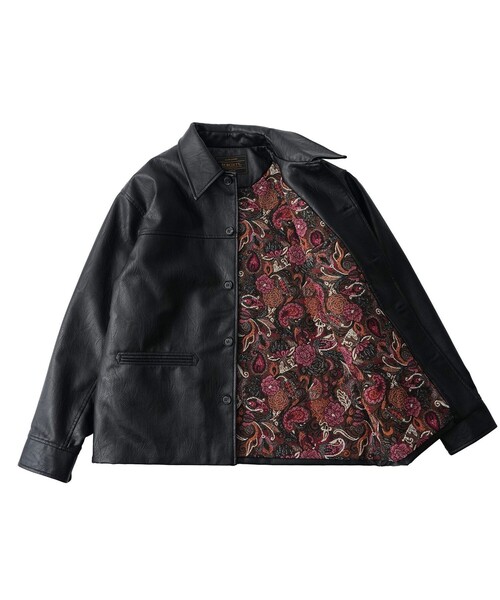 Subciety(サブサエティ)の「Faux leather car coat(ライダースジャケット・メンズ・ブラウン/ブラック・MEDIUM/LARGE/X-LARGE/SMALL)」の4枚目の写真