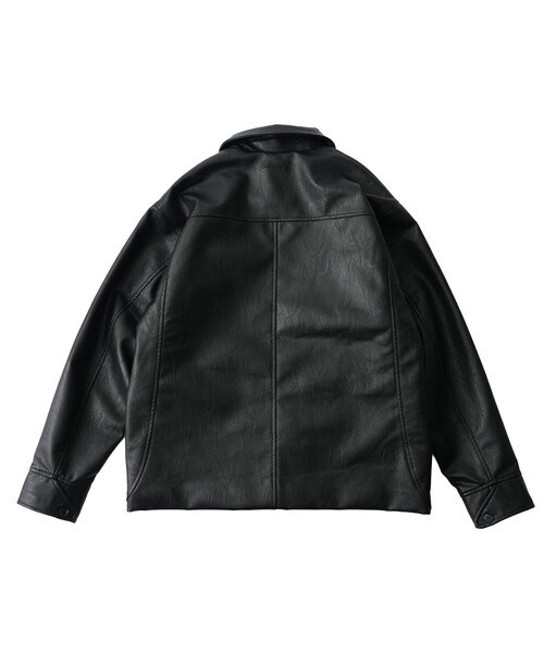 Subciety(サブサエティ)の「Faux leather car coat(ライダースジャケット・メンズ・ブラウン/ブラック・MEDIUM/LARGE/X-LARGE/SMALL)」の5枚目の写真