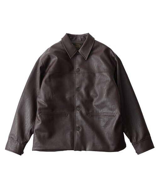 Subciety(サブサエティ)の「Faux leather car coat(ライダースジャケット・メンズ・ブラウン/ブラック・MEDIUM/LARGE/X-LARGE/SMALL)」の16枚目の写真