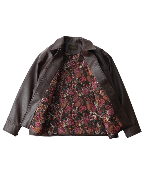 Subciety(サブサエティ)の「Faux leather car coat(ライダースジャケット・メンズ・ブラウン/ブラック・MEDIUM/LARGE/X-LARGE/SMALL)」の17枚目の写真