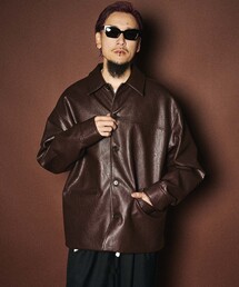 Subciety（サブサエティ）の「Faux leather car coat（ライダースジャケット）」