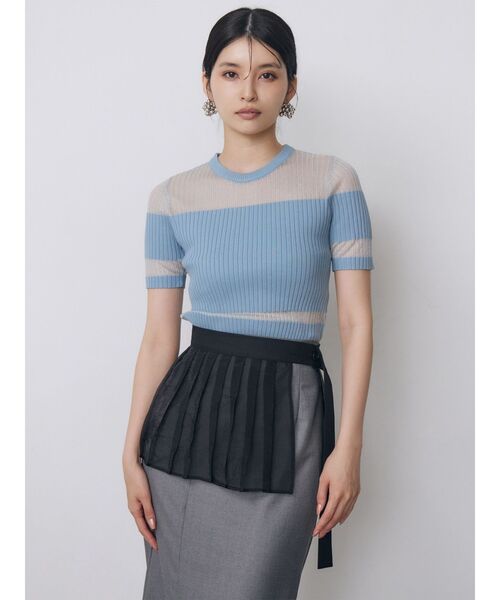 MURUA(ムルーア)の「プリーツレイヤードナロースカート 夏服(スカート・レディース・グレー/ブラック・1/2)」の16枚目の写真