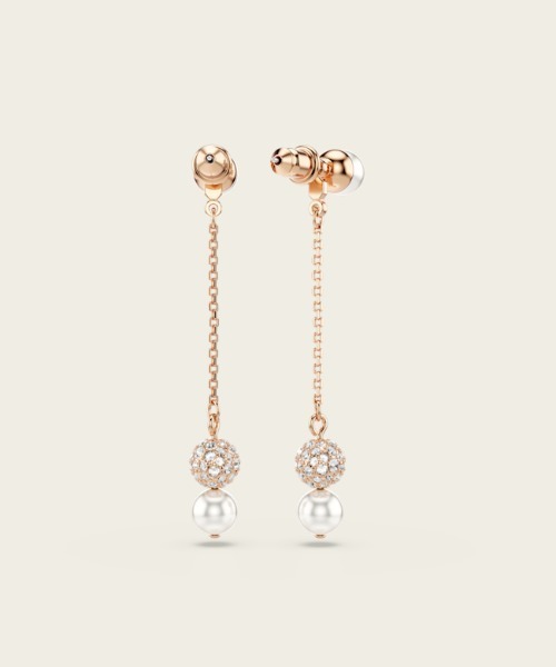 SWAROVSKI(スワロフスキー)の「【公式】【スワロフスキー】Matrix ドロップピアス, クリスタル・パール, ラウンドカット, ホワイト, ローズゴールドトーン・プレーティング(ピアス(両耳用)・レディース・ゴールド系・ONE SIZE)」の5枚目の写真