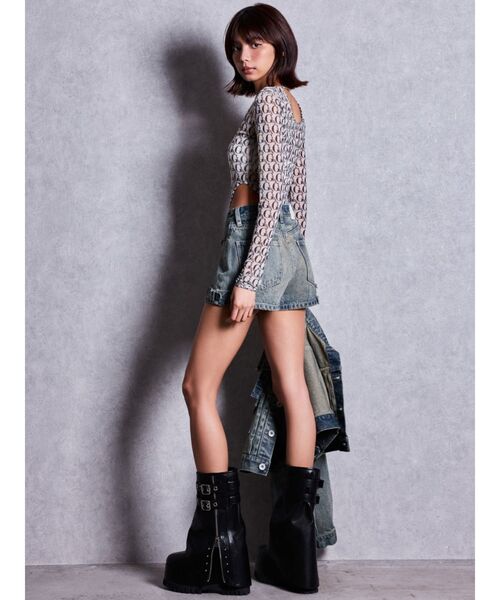 GYDA(ジェイダ)の「ZIP design loose coverブーツ(ブーツ・レディース・ブラック・SMALL/MEDIUM/LARGE)」の9枚目の写真