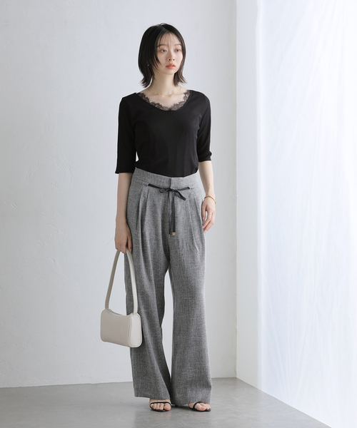 La TOTALITE(ラトータリテ)の「【洗える】レース2WAYプルオーバー(Tシャツ/カットソー・レディース・ホワイト/ブラック/ライトグリーン・FREE)」の4枚目の写真