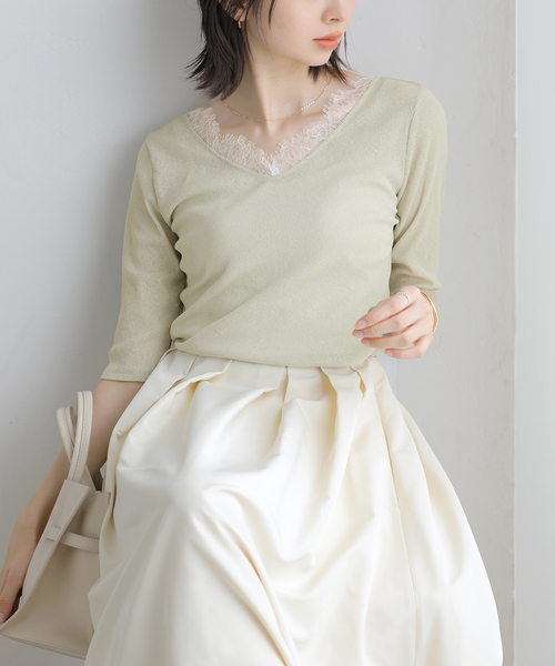 La TOTALITE(ラトータリテ)の「【洗える】レース2WAYプルオーバー(Tシャツ/カットソー・レディース・ホワイト/ブラック/ライトグリーン・FREE)」の22枚目の写真