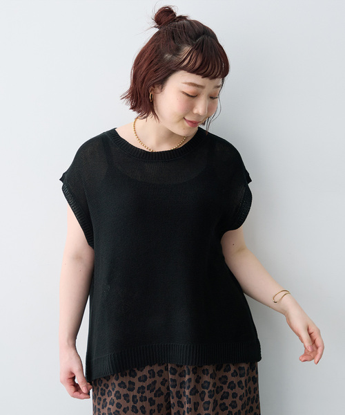 anyfee(エニフィー)の「【anyfee/大きいサイズ】透かし編みノースリトップス(その他トップス・レディース・アイボリー/ブラック・3L/LL/5L/4L)」の21枚目の写真