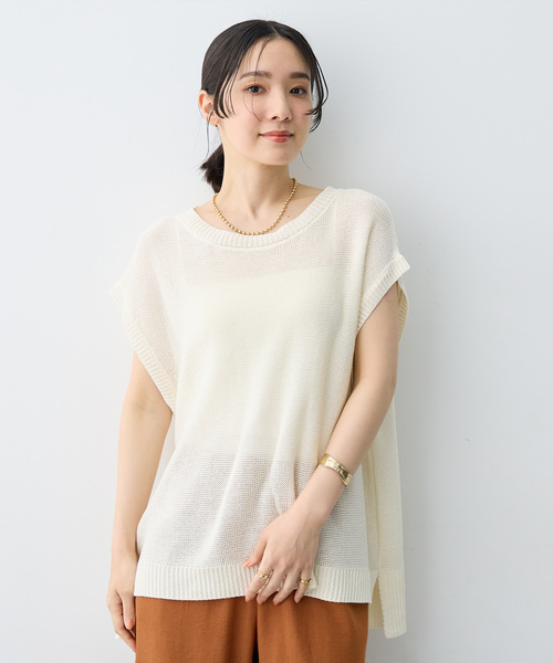 anyfee(エニフィー)の「【anyfee/大きいサイズ】透かし編みノースリトップス(その他トップス・レディース・アイボリー/ブラック・3L/LL/5L/4L)」の11枚目の写真