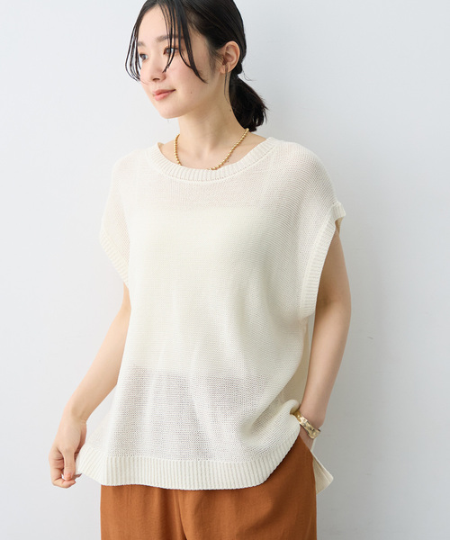 anyfee(エニフィー)の「【anyfee/大きいサイズ】透かし編みノースリトップス(その他トップス・レディース・アイボリー/ブラック・3L/LL/5L/4L)」の12枚目の写真