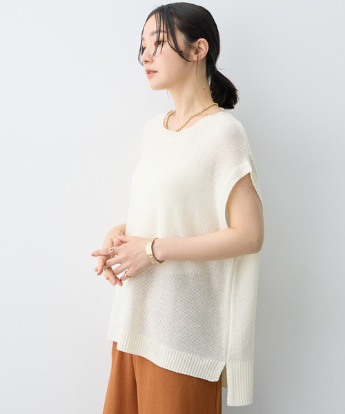 anyfee(エニフィー)の「【anyfee/大きいサイズ】透かし編みノースリトップス(その他トップス・レディース・アイボリー/ブラック・3L/LL/5L/4L)」の14枚目の写真