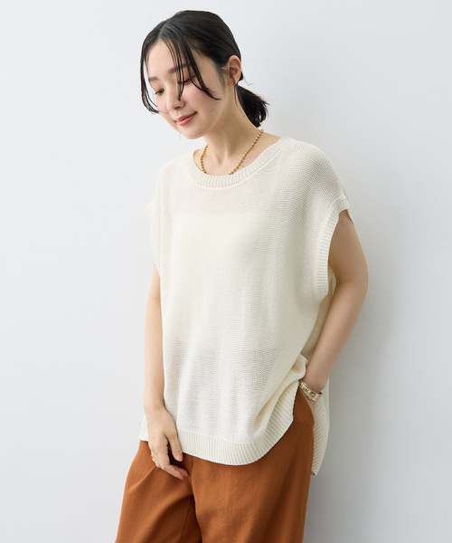 anyfee(エニフィー)の「【anyfee/大きいサイズ】透かし編みノースリトップス(その他トップス・レディース・アイボリー/ブラック・3L/LL/5L/4L)」の16枚目の写真