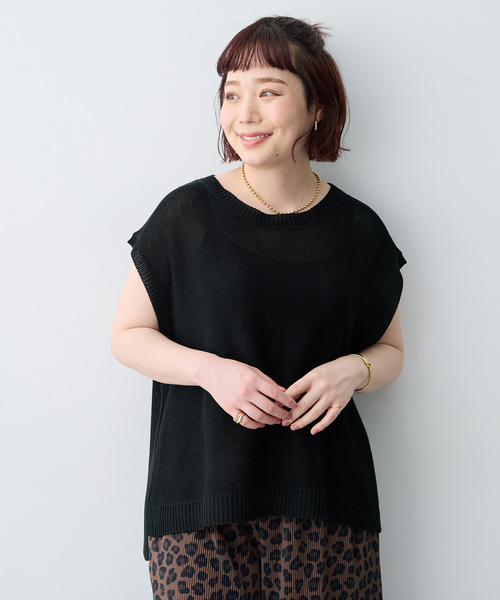 anyfee(エニフィー)の「【anyfee/大きいサイズ】透かし編みノースリトップス(その他トップス・レディース・アイボリー/ブラック・3L/LL/5L/4L)」の22枚目の写真
