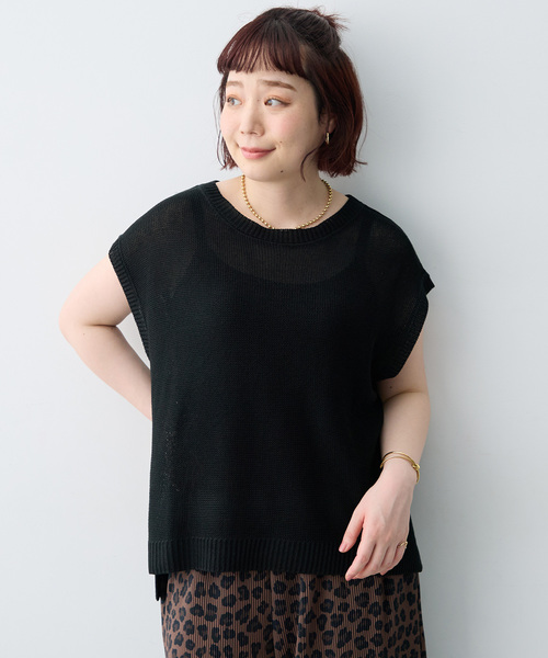 anyfee(エニフィー)の「【anyfee/大きいサイズ】透かし編みノースリトップス(その他トップス・レディース・アイボリー/ブラック・3L/LL/5L/4L)」の17枚目の写真