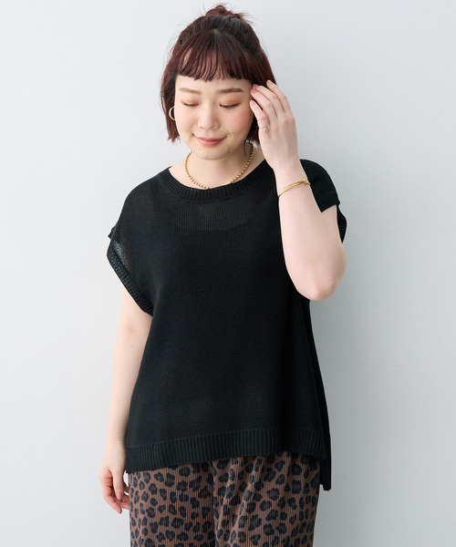 anyfee(エニフィー)の「【anyfee/大きいサイズ】透かし編みノースリトップス(その他トップス・レディース・アイボリー/ブラック・3L/LL/5L/4L)」の18枚目の写真