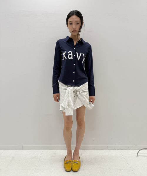 Oriens JOURNAL STANDARD(オリエンス ジャーナルスタンダード)の「lxavyi シェイプシャツ(Tシャツ/カットソー・レディース・ネイビー/ライトグレー・FREE)」の14枚目の写真