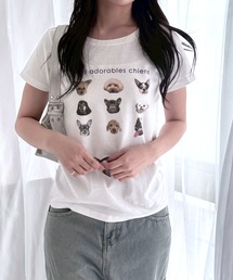 DOGグラフィックショート丈半袖Tシャツ