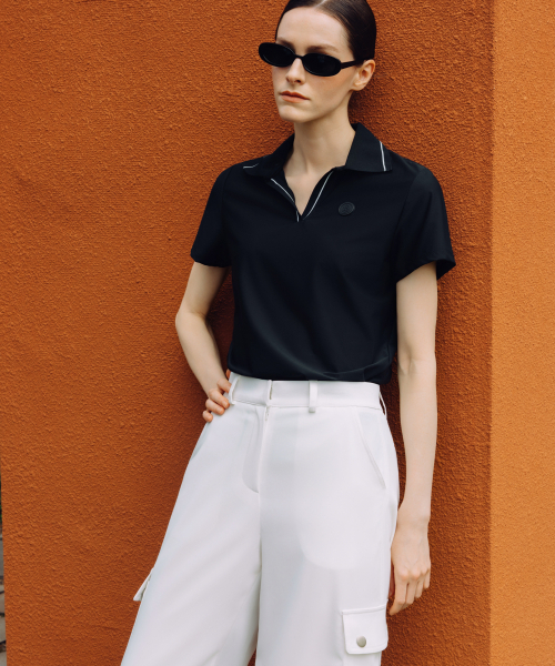 OBER GOLF（オーベルゴルフ）の「ベーシックオープンポロトップ(ブラック)（Tシャツ/カットソー・レディース・ブラック・SMALL/MEDIUM）」の2枚目の写真