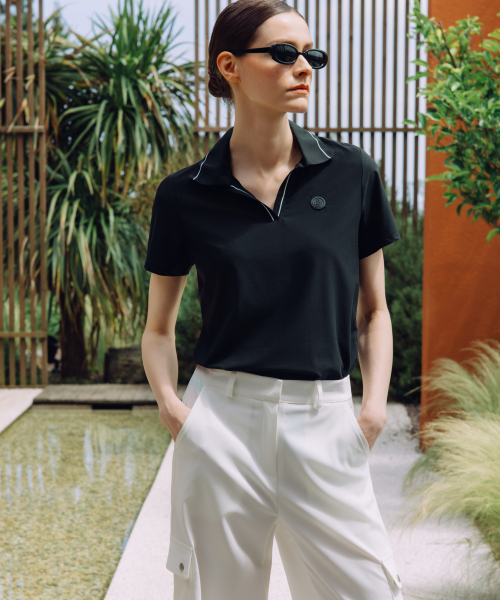OBER GOLF（オーベルゴルフ）の「ベーシックオープンポロトップ(ブラック)（Tシャツ/カットソー・レディース・ブラック・SMALL/MEDIUM）」の6枚目の写真