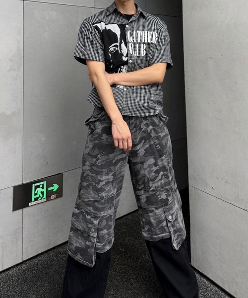 SHERU(シェル)の「【2 色展開】細チェック半袖シャツ ポートレート人物 + GATHER CLUB 英字プリント オーバーサイズ ユニセックス(シャツ/ブラウス・メンズ・ホワイト/ブラック・F)」の12枚目の写真