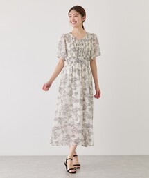 ピンタックフロントシフォンワンピース