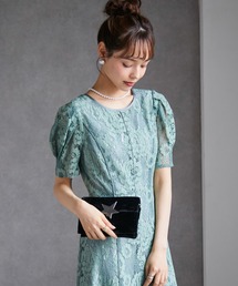 花柄レースフレアーシルエットドレス