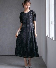 花柄レースフレアーシルエットドレス