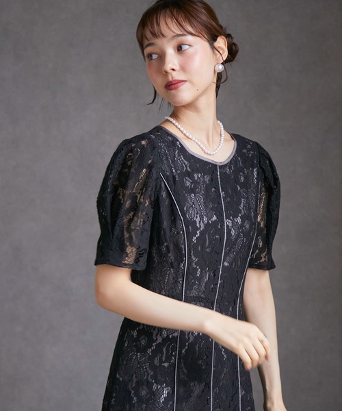 anne by RANAN（anne by RANAN）の「花柄レースフレアーシルエットドレス（ドレス・レディース・ブラック/グレー/セージグリーン・L/SP/M/LL）」の6枚目の写真